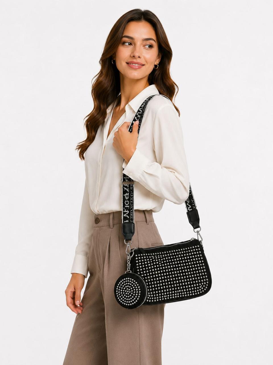 Midnight Spark Studded Sling Bag