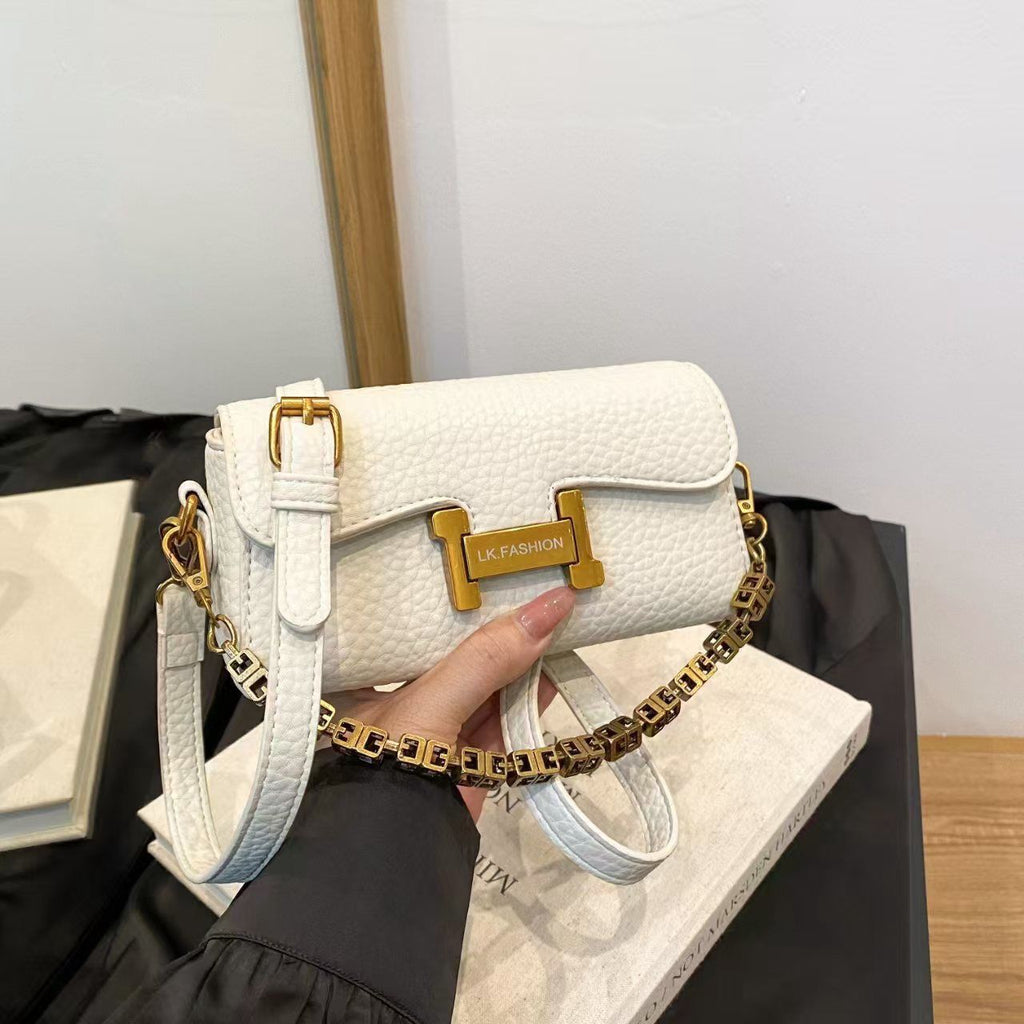 Noir Luxe Chain Sling Bag (White)