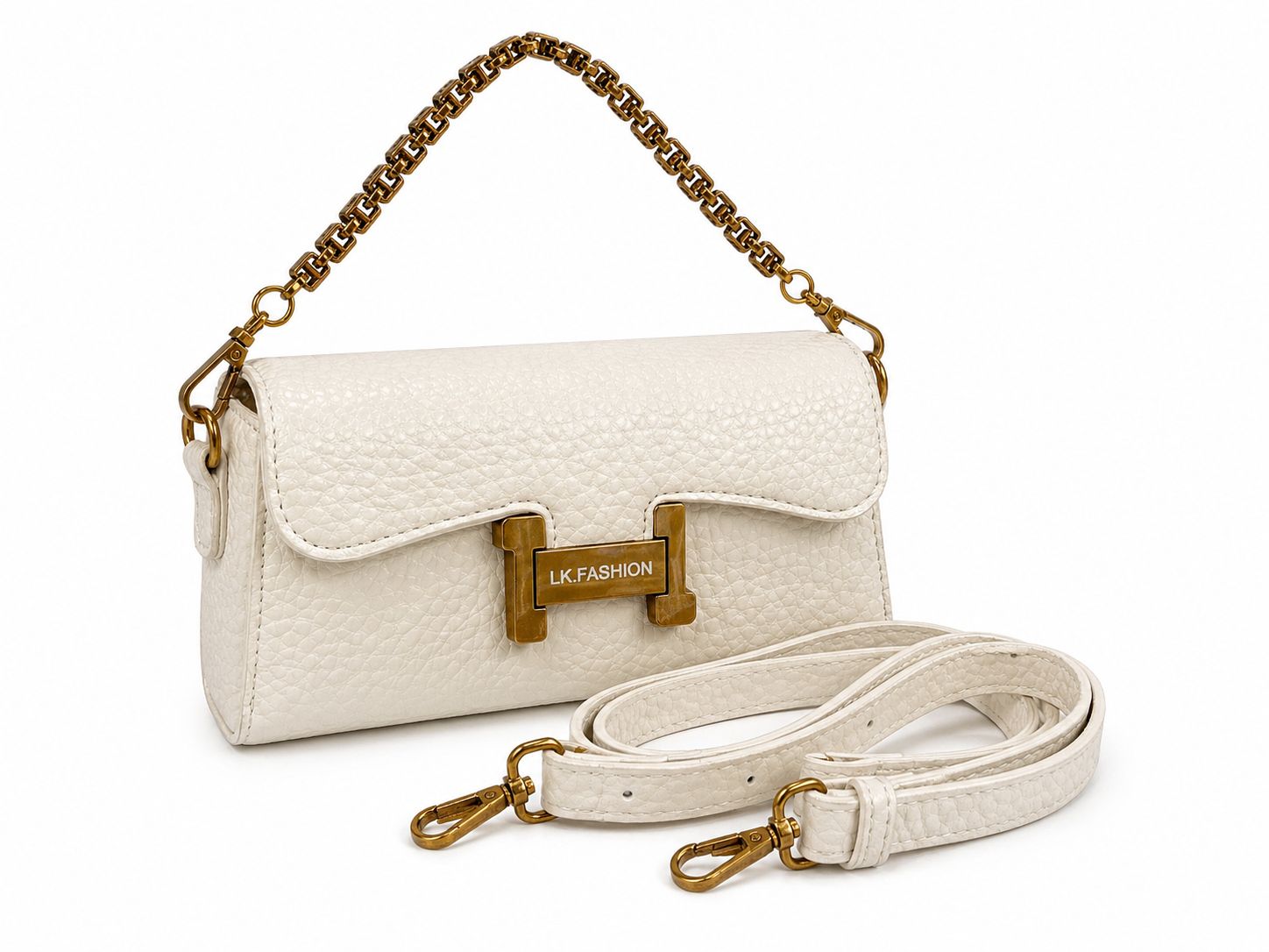 Noir Luxe Chain Sling Bag (White)