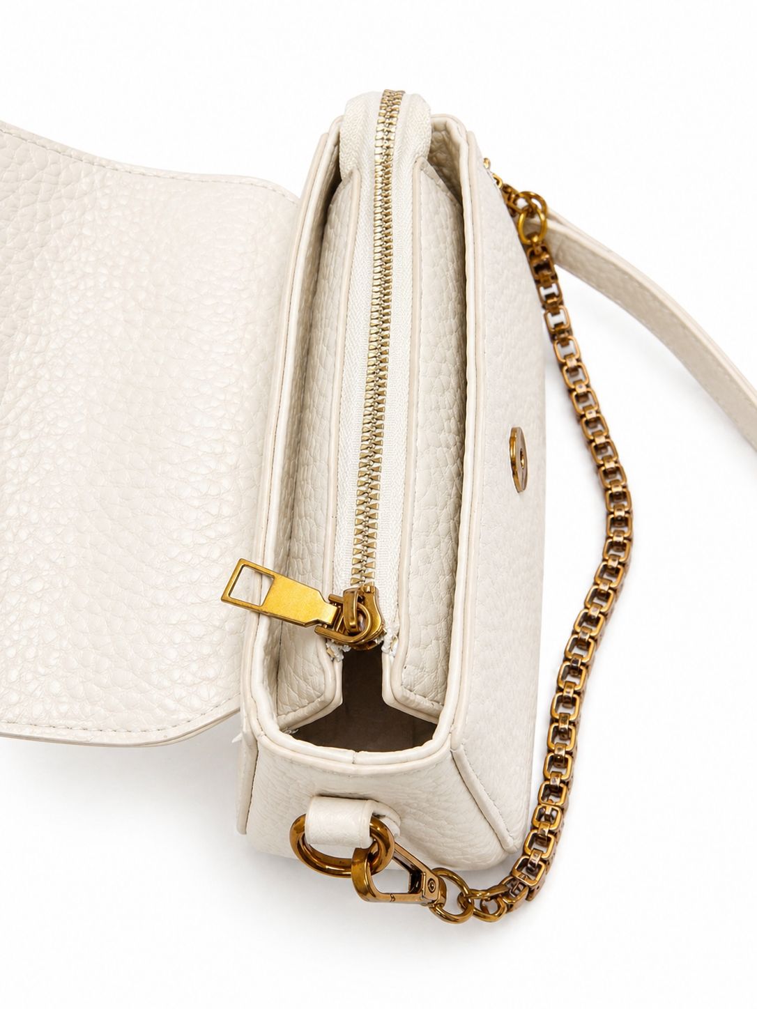 Noir Luxe Chain Sling Bag (White)