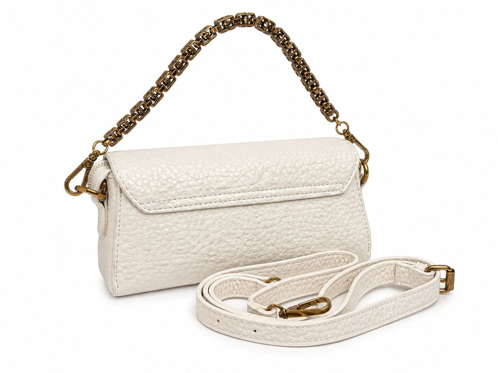 Noir Luxe Chain Sling Bag (White)