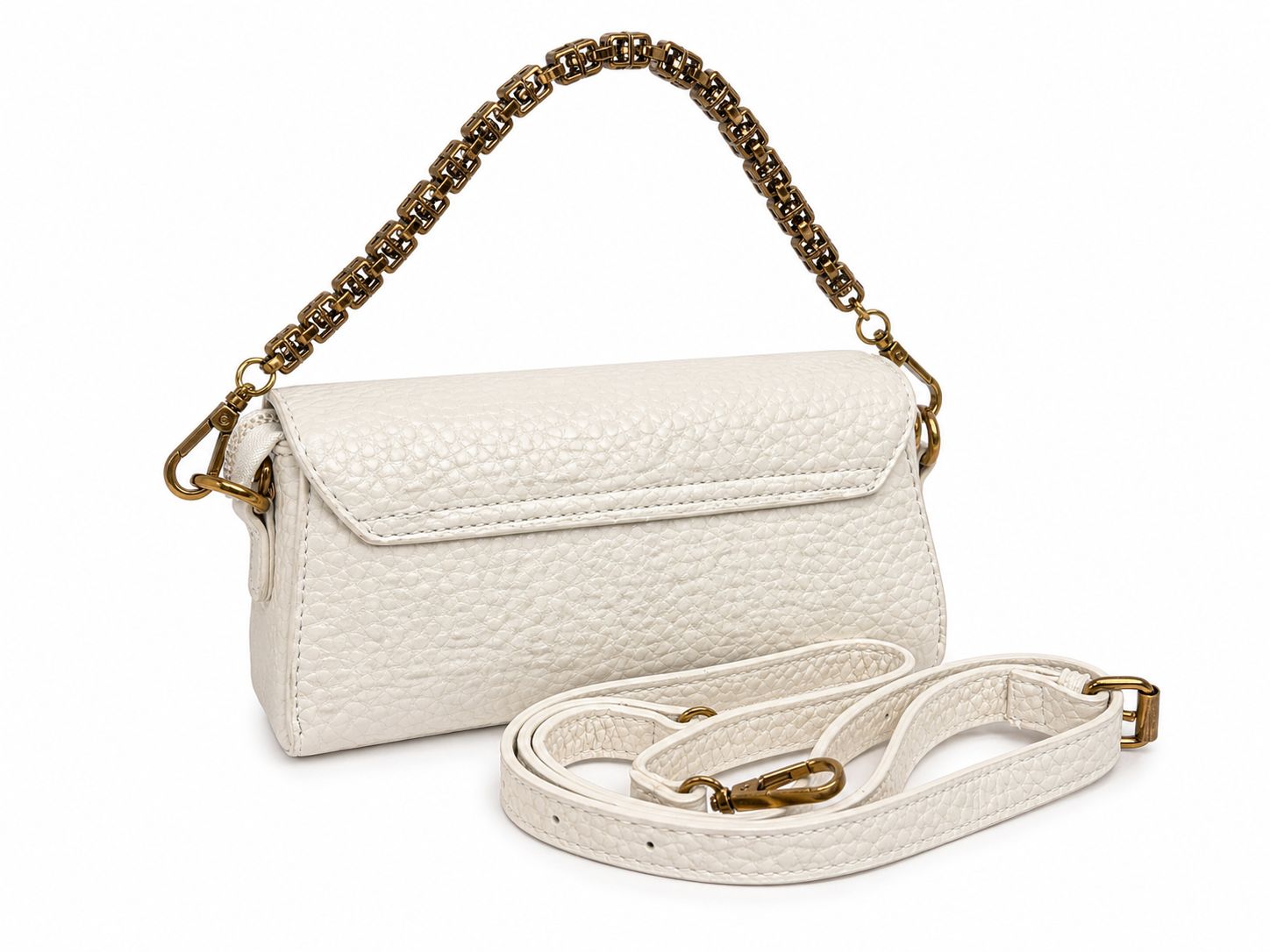 Noir Luxe Chain Sling Bag (White)