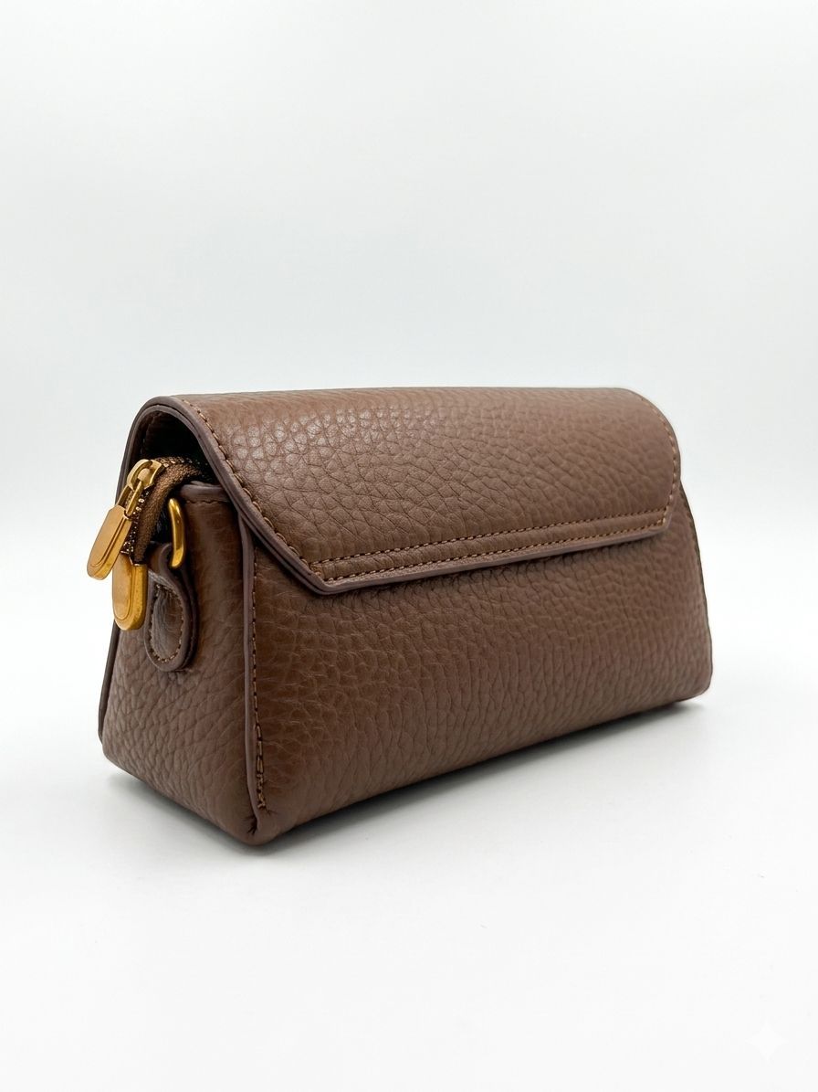 Noir Luxe Chain Sling Bag (Brown)