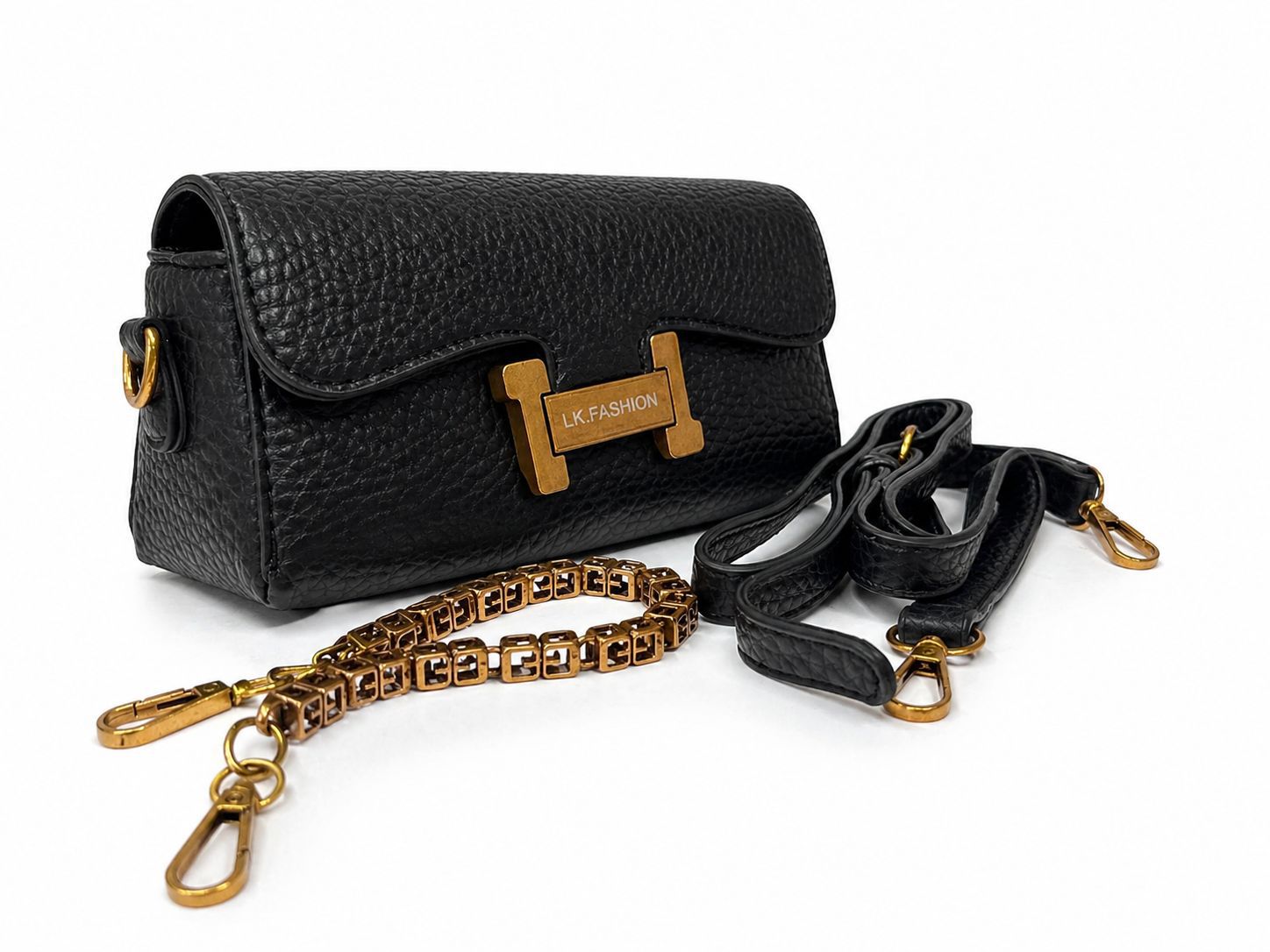 Noir Luxe Chain Sling Bag (Black)