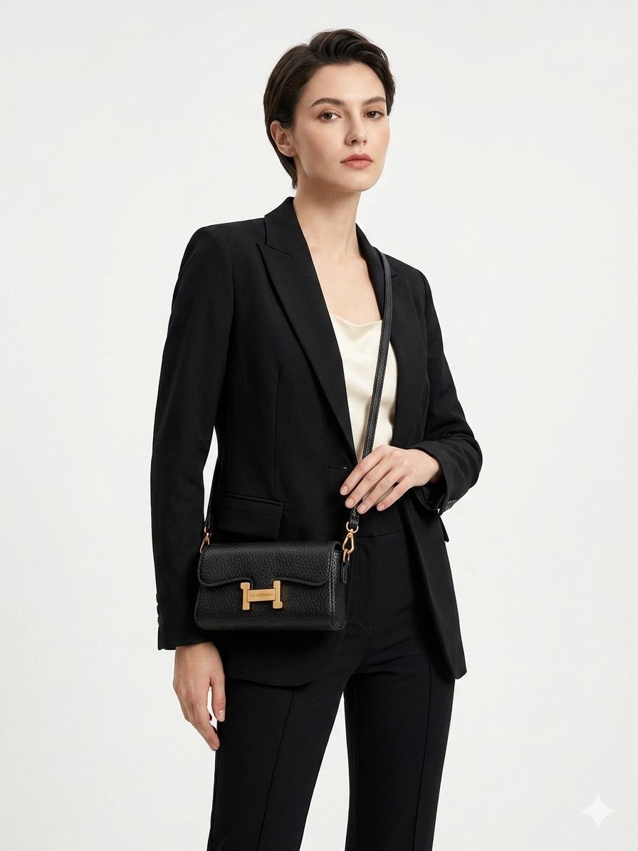 Noir Luxe Chain Sling Bag (Black)