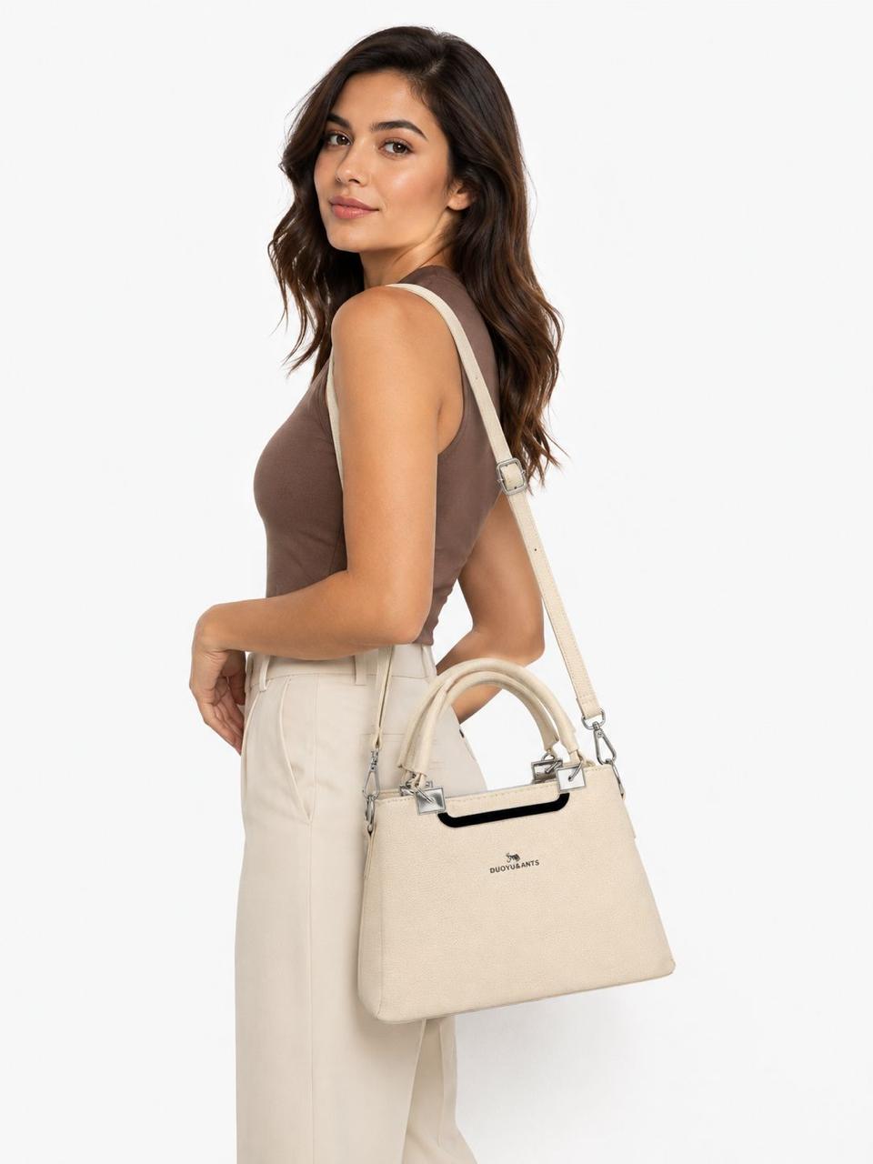 Ruby Elegance Hand Bag (White)